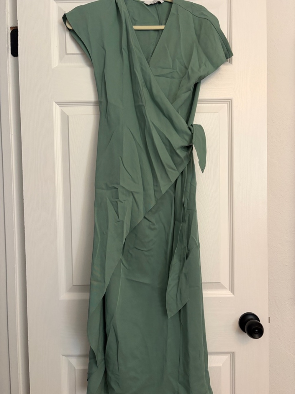 & Other Stories Sage Green Wrap Maxi Dress with Side Tie